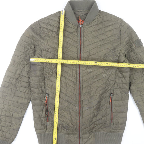 Superdry Men's Green Nylon Quilted Bomber Jacket Size S