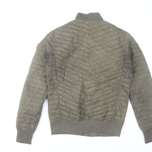 Superdry Men's Green Nylon Quilted Bomber Jacket Size S