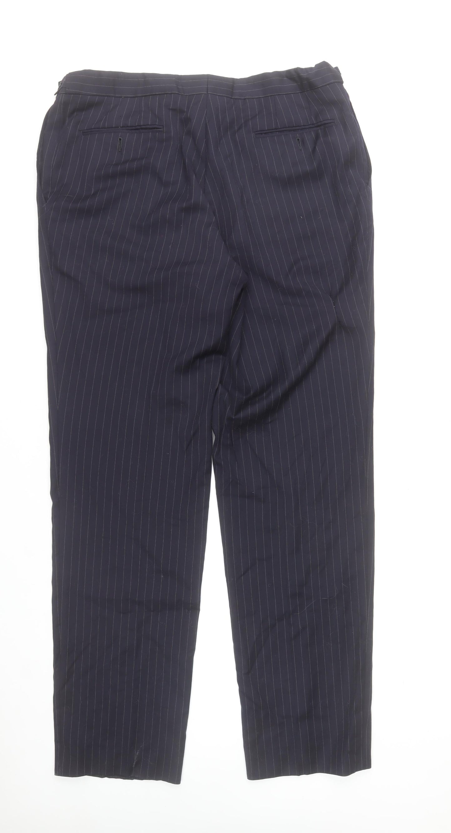 Chaplins Men’s Blue Pinstripe Wool Dress Trousers 40L