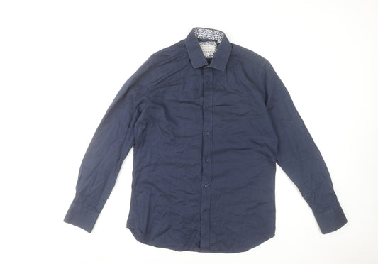 Gianni Feraud Men's Blue Slim Fit Formal Dress Shirt Size 16