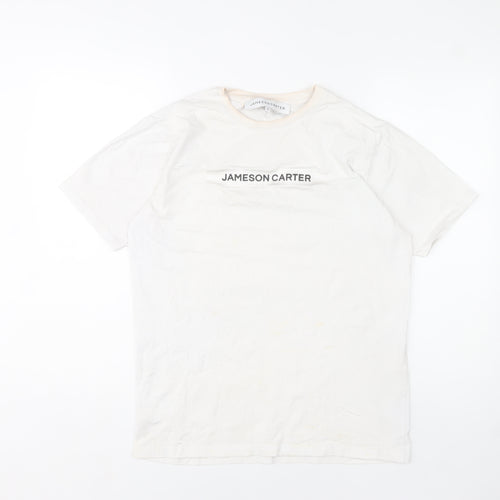 Jameson Carter Womens White Cotton Basic T-Shirt Size S