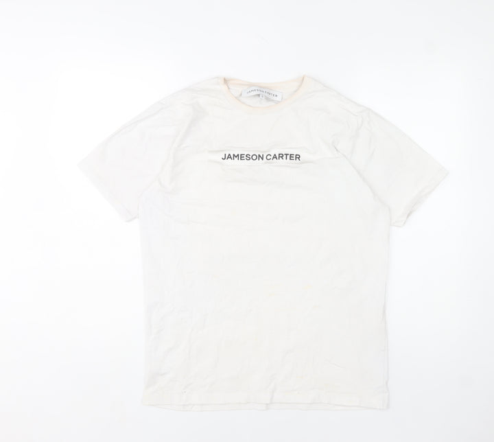 Jameson Carter Womens White Cotton Basic T-Shirt Size S
