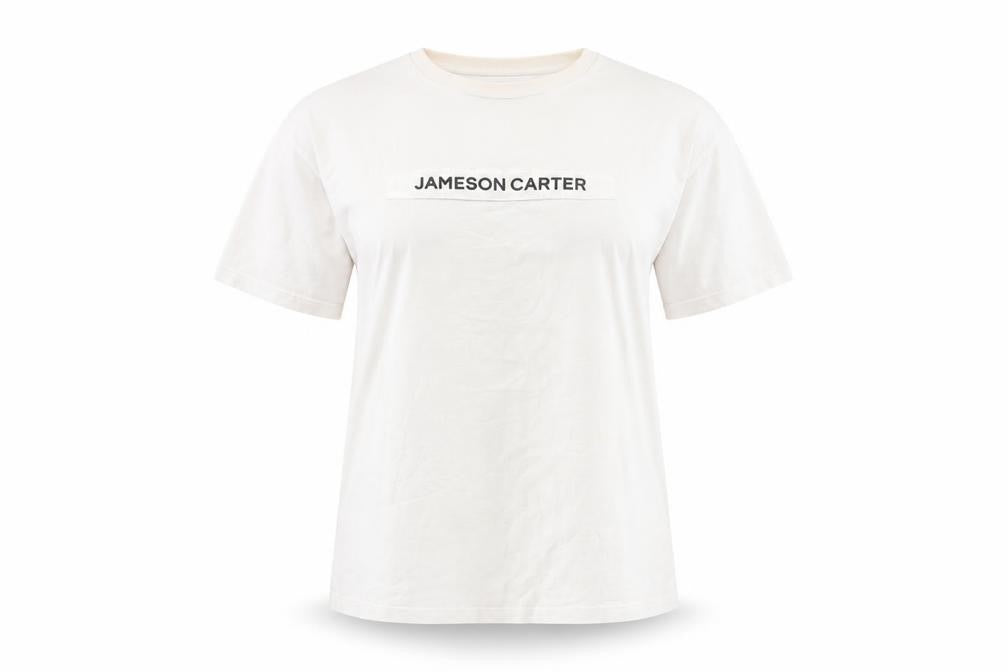 Front view of Jameson Carter women’s white cotton basic t-shirt, size S