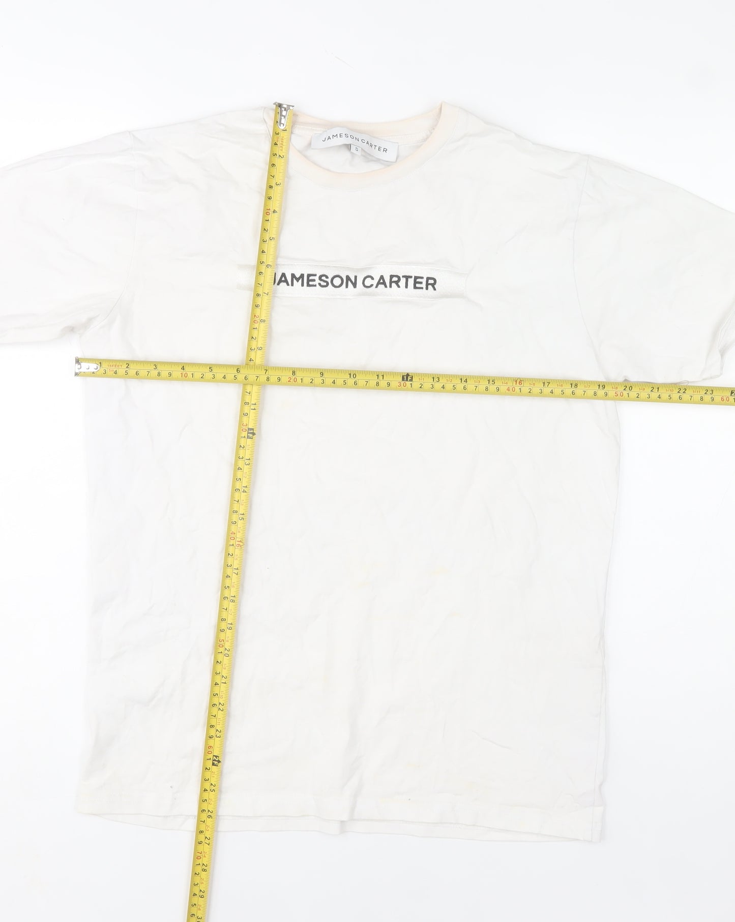 Jameson Carter Womens White Cotton Basic T-Shirt Size S