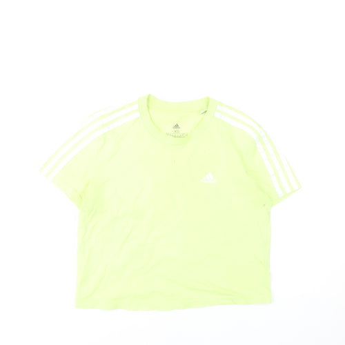 Adidas Womens XS Green Cropped T-Shirt Short Sleeve Sports Top