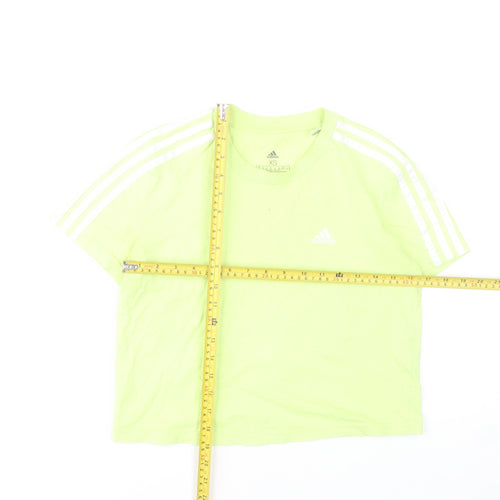 Adidas Womens XS Green Cropped T-Shirt Short Sleeve Sports Top