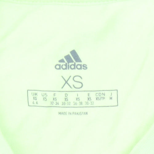 Adidas Womens XS Green Cropped T-Shirt Short Sleeve Sports Top