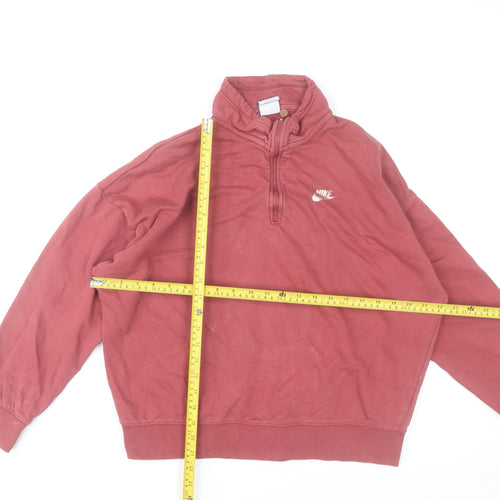 Nike Women's Pink Oversized 1/4 Zip Sweatshirt Cotton Blend
