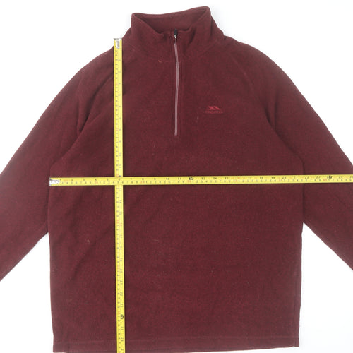 Trespass Mens Red Fleece 1/2 Zip Pullover Sweatshirt L