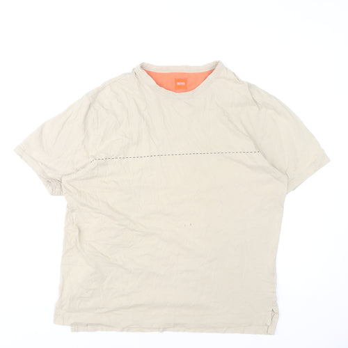 Hugo Boss Men’s Beige Cotton Crew Neck Short Sleeve T-Shirt Size L