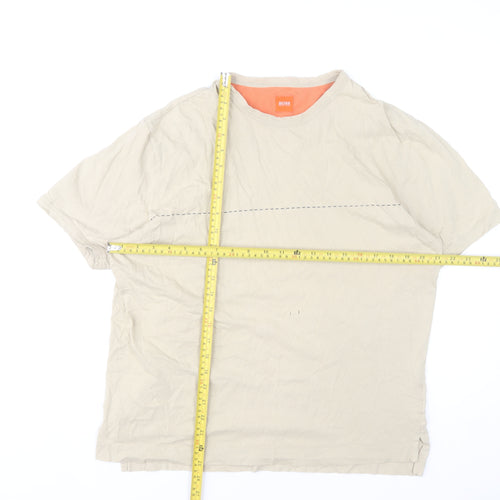 Hugo Boss Men’s Beige Cotton Crew Neck Short Sleeve T-Shirt Size L