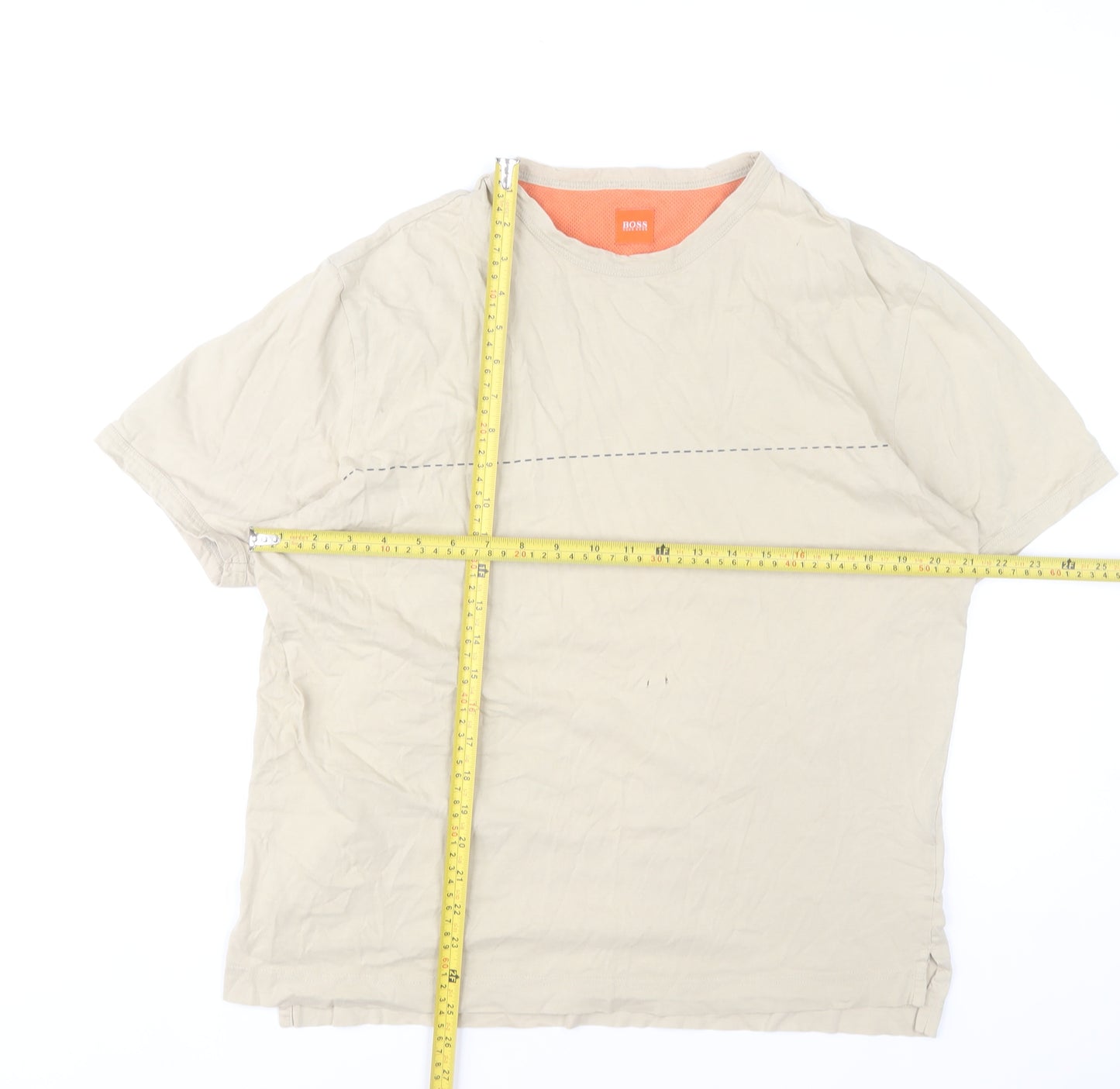 Hugo Boss Men’s Beige Cotton Crew Neck Short Sleeve T-Shirt Size L