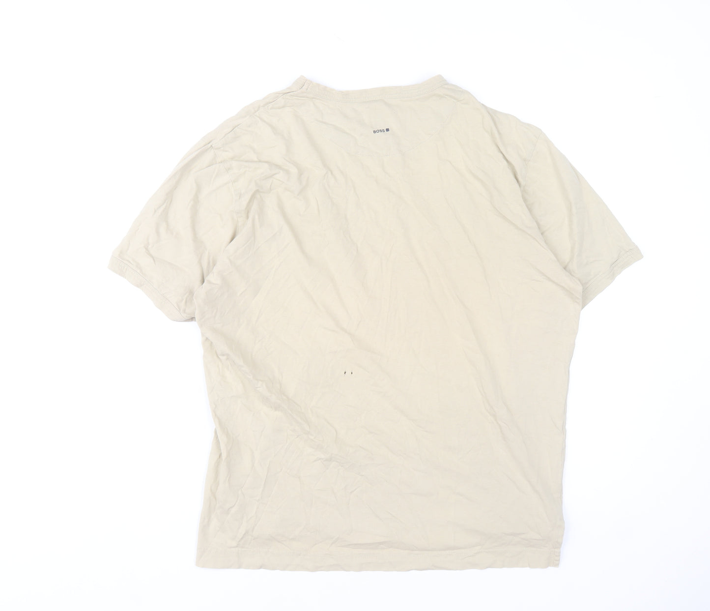 Hugo Boss Men’s Beige Cotton Crew Neck Short Sleeve T-Shirt Size L