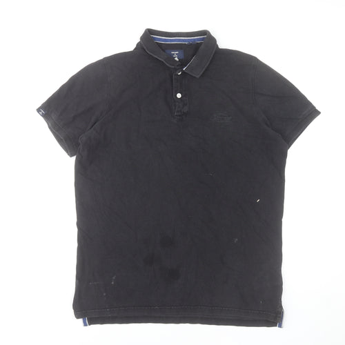 Superdry Men's Black Polo Shirt Size L Cotton Short Sleeve Casual