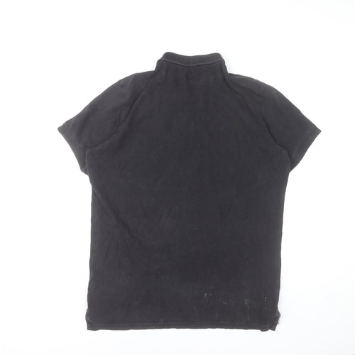 Superdry Men's Black Polo Shirt Size L Cotton Short Sleeve Casual