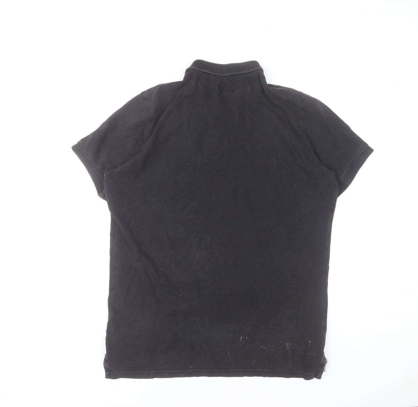 Superdry Men's Black Polo Shirt Size L Cotton Short Sleeve Casual