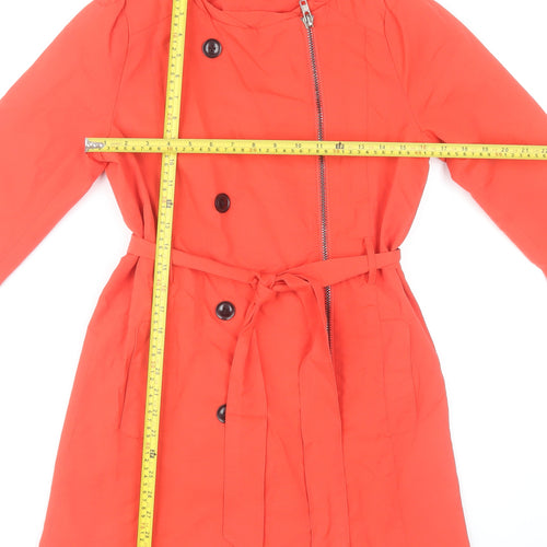Nümph Women's Orange Trench Coat UK 8 Belted Mid-Length Cotton Blend