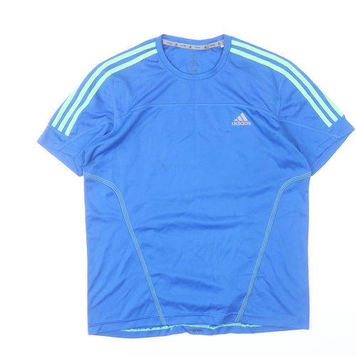 Adidas Men Blue Running T-Shirt Size L Short Sleeve Climalite Top