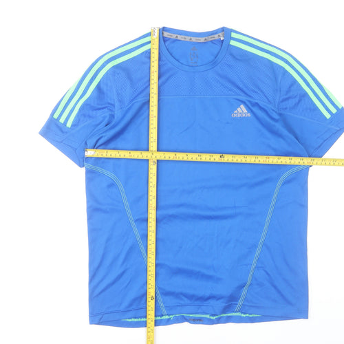 Adidas Men Blue Running T-Shirt Size L Short Sleeve Climalite Top