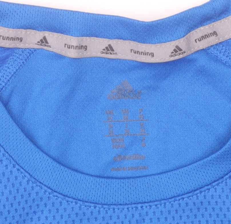 Adidas Men Blue Running T-Shirt Size L Short Sleeve Climalite Top