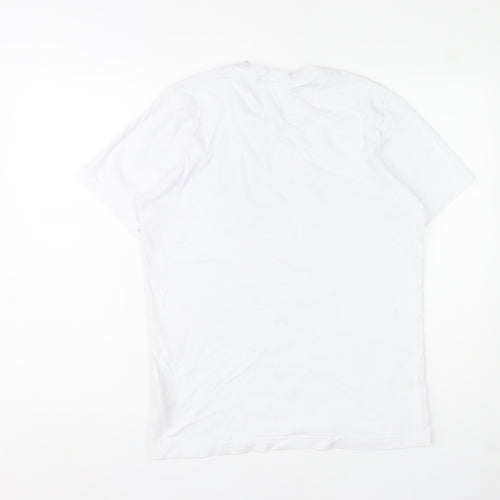 adidas Men's White Graphic Print Cotton T-Shirt Size S Regular Fit