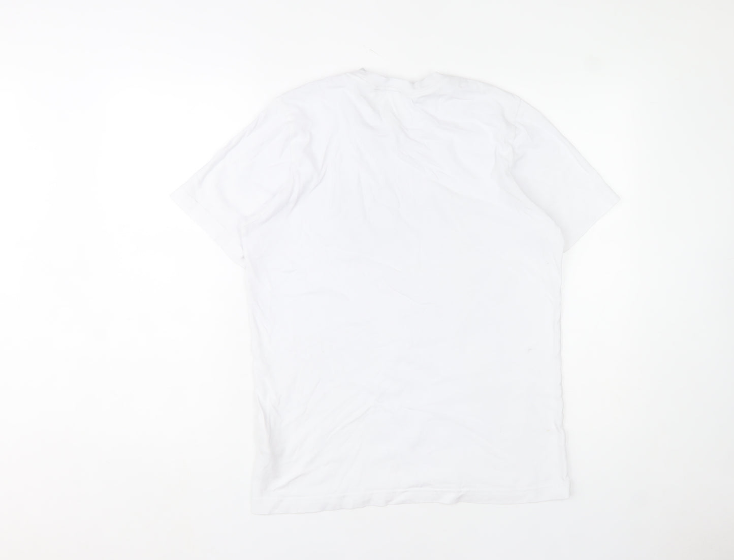 adidas Men's White Graphic Print Cotton T-Shirt Size S Regular Fit