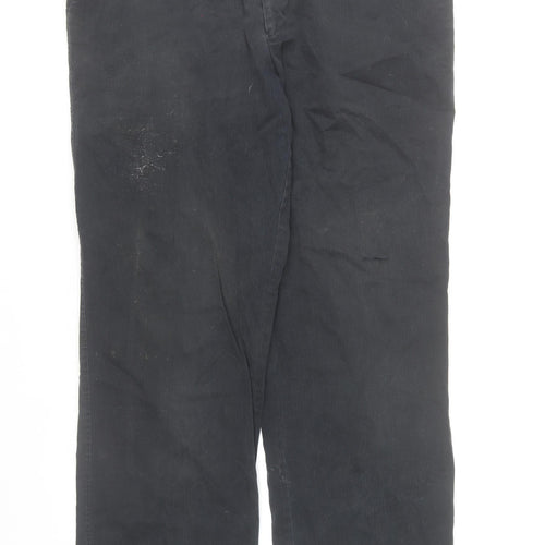 Douglas Men Black Regular Fit Stretch Corduroy Chino Trousers 38W 32L