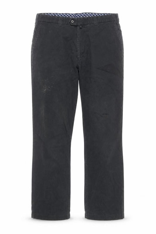 Front view of Douglas Men Black Regular Fit Stretch Corduroy Chino Trousers 38W 32L