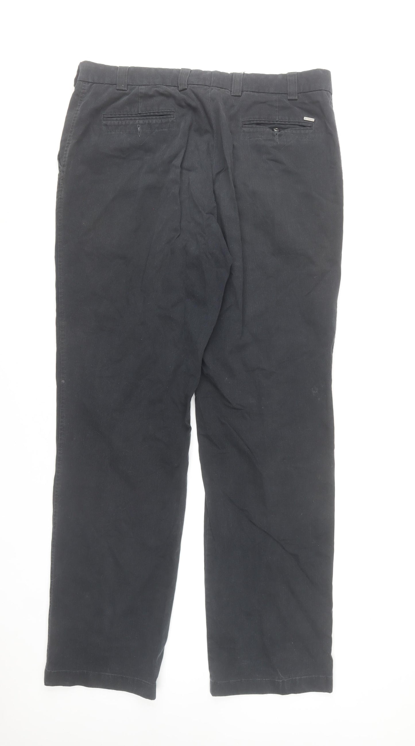 Douglas Men Black Regular Fit Stretch Corduroy Chino Trousers 38W 32L