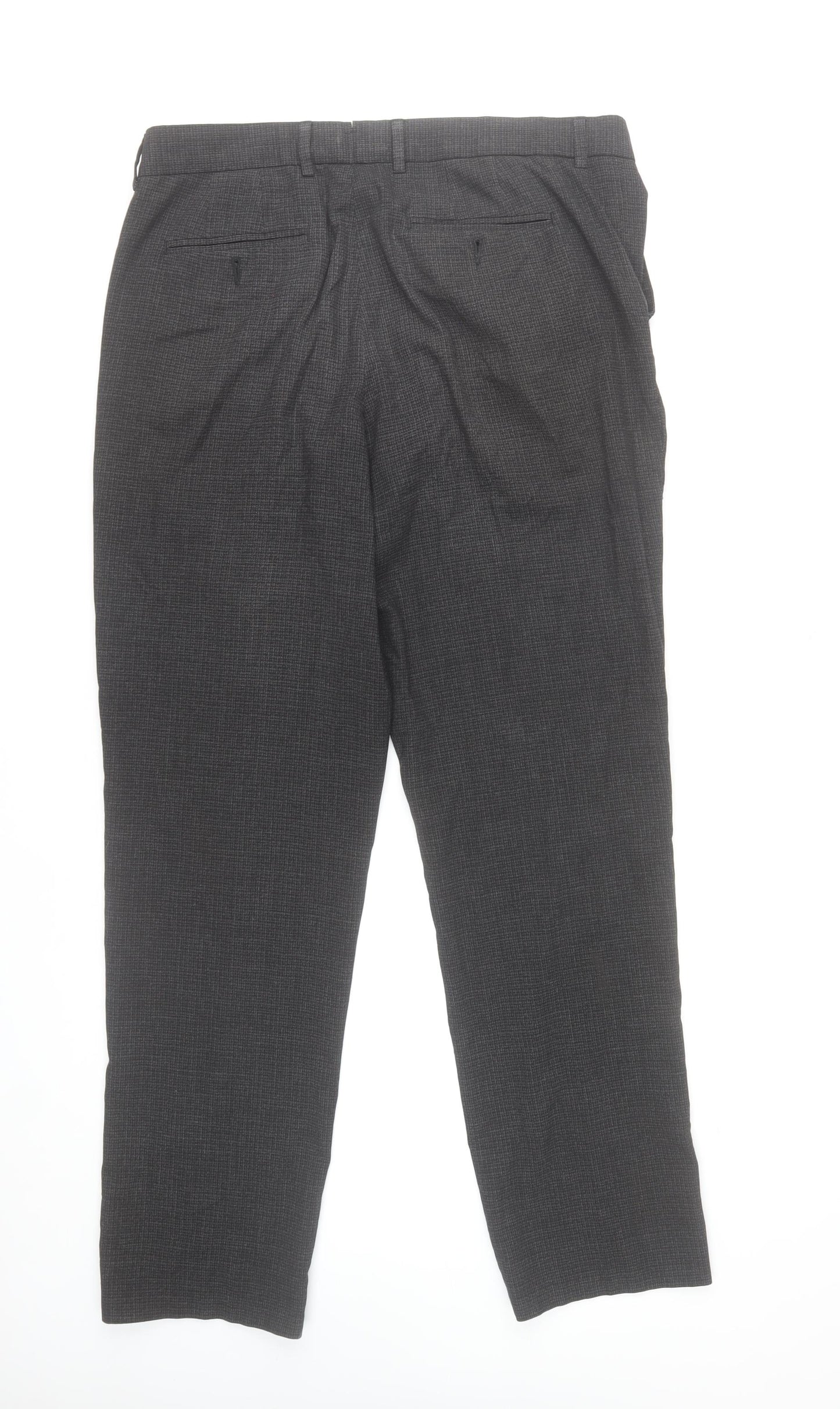 Debenhams 1778 Mens Grey Check Dress Pants 36L Regular Fit Trousers