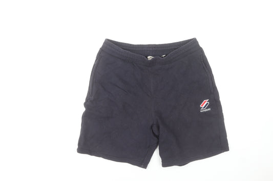 Superdry Men's Navy Sweat Shorts Size M with Pockets & Logo