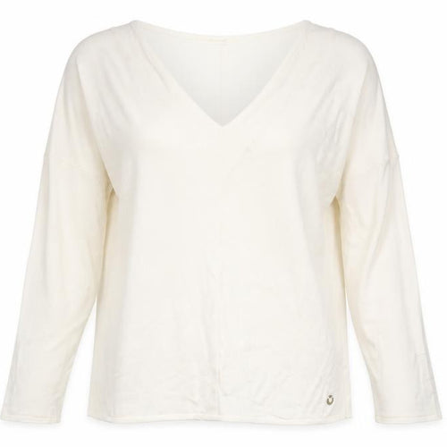 Skunkfunk Women Ivory V-Neck Cotton Long Sleeve Jumper M