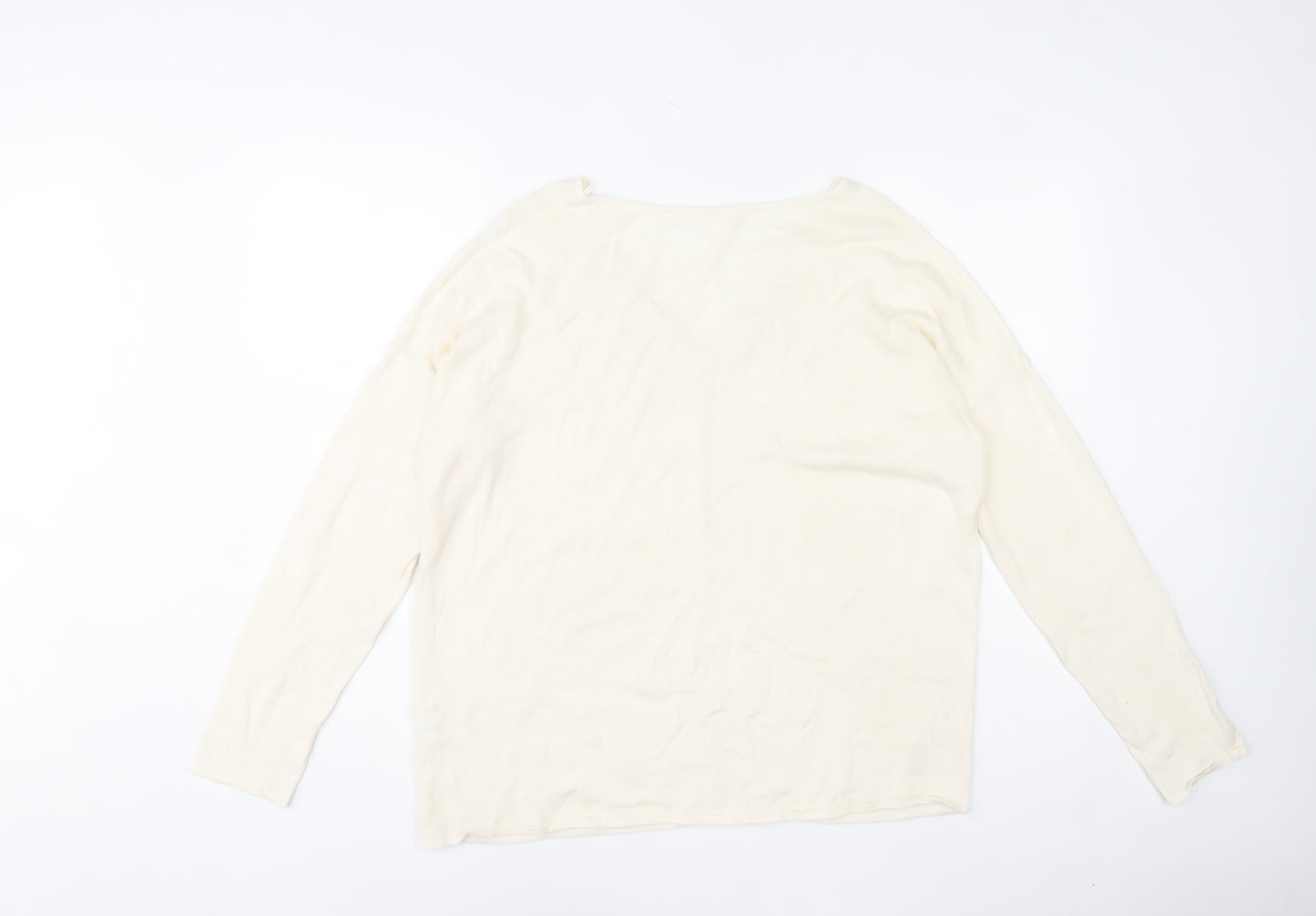 Skunkfunk Women Ivory V-Neck Cotton Long Sleeve Jumper M