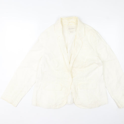 Monsoon Women’s Ivory Cotton Lace Blazer Jacket Size 16