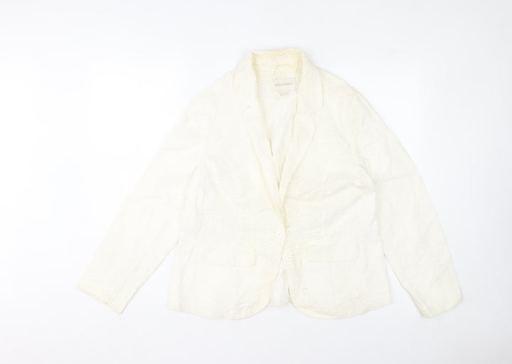 Monsoon Women’s Ivory Cotton Lace Blazer Jacket Size 16