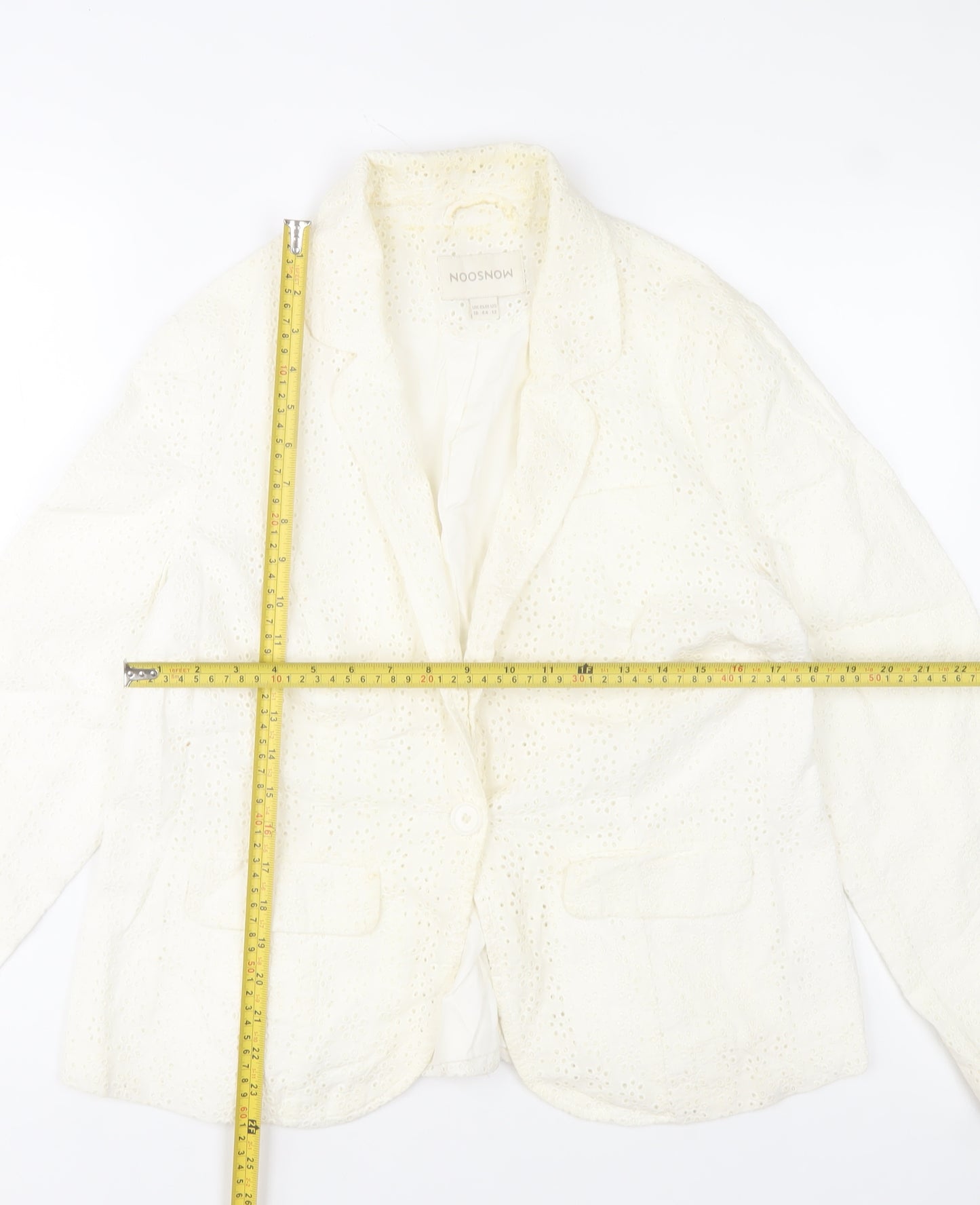 Monsoon Women’s Ivory Cotton Lace Blazer Jacket Size 16