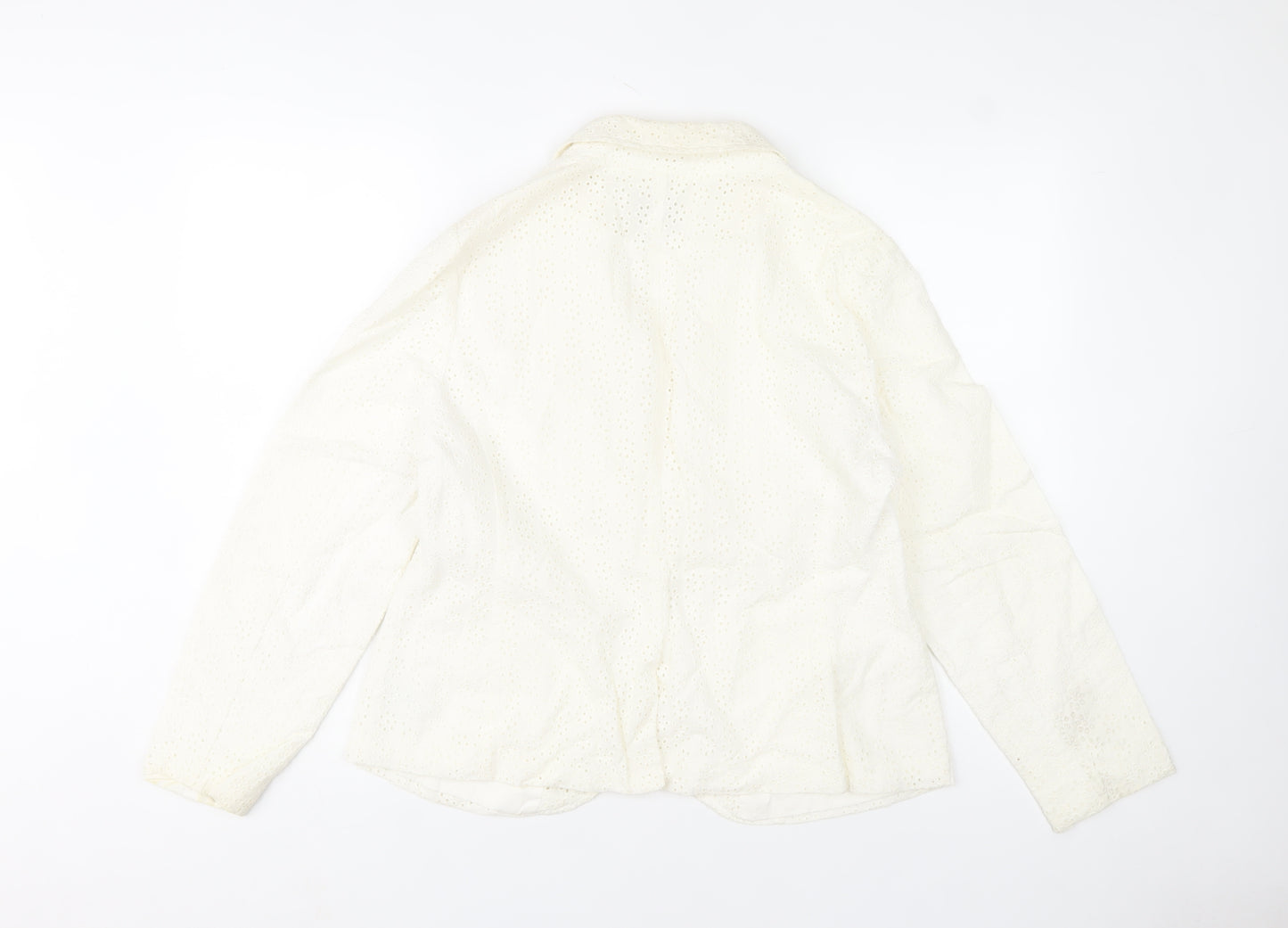 Monsoon Women’s Ivory Cotton Lace Blazer Jacket Size 16