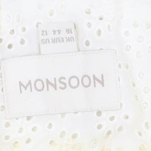 Monsoon Women’s Ivory Cotton Lace Blazer Jacket Size 16