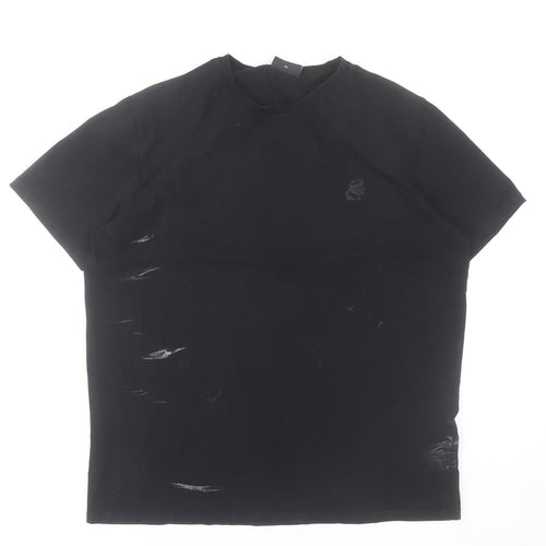Karl Lagerfeld Men's Black Crew Neck Cotton Blend T-Shirt XL
