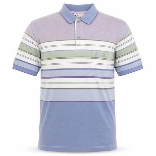 J3 Ayllón Men's Multicoloured Striped Polo Shirt Size L Cotton Blend