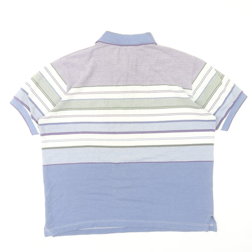 J3 Ayllón Men's Multicoloured Striped Polo Shirt Size L Cotton Blend
