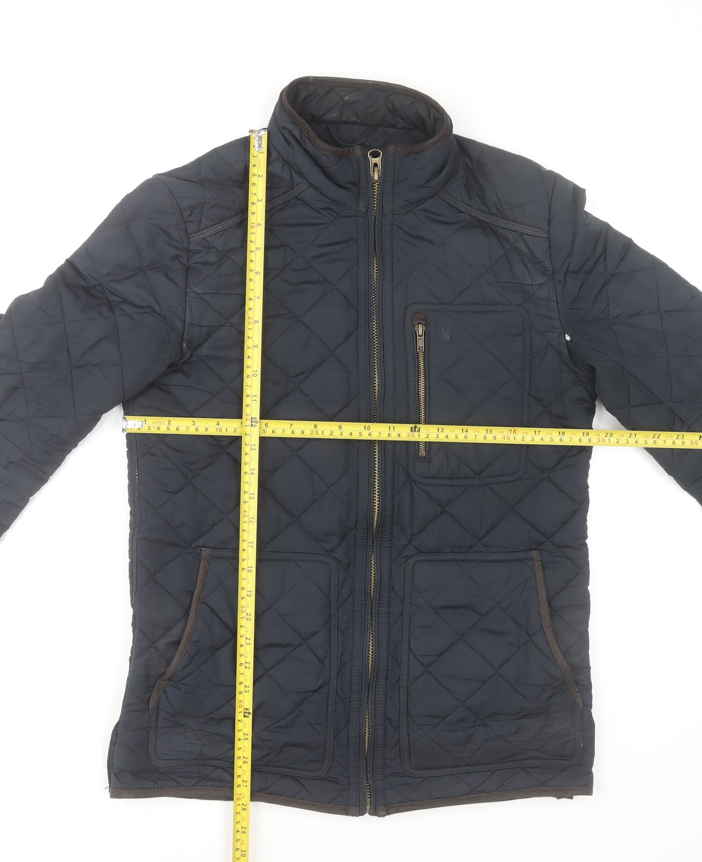 Joules Womens Blue Quilted Mid-Length Jacket Size S Polyester Zip