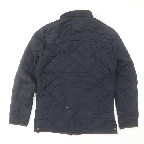 Joules Womens Blue Quilted Mid-Length Jacket Size S Polyester Zip