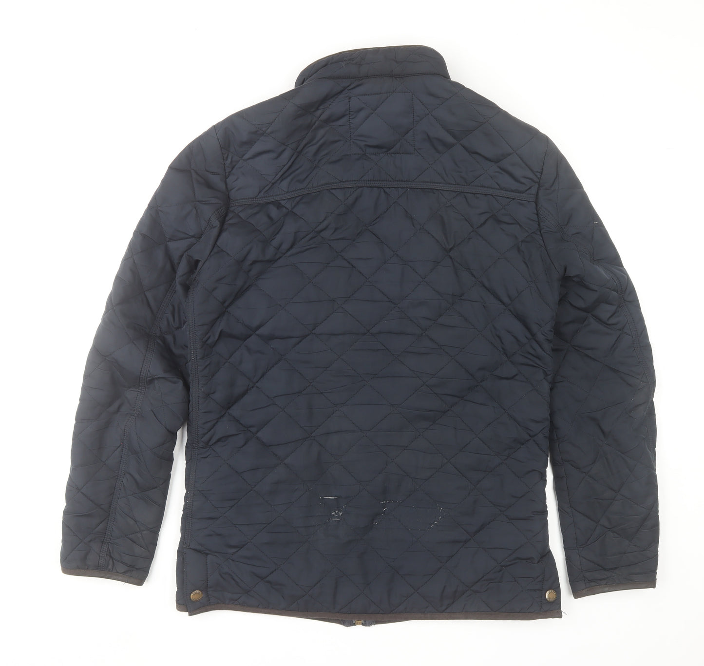 Joules Womens Blue Quilted Mid-Length Jacket Size S Polyester Zip