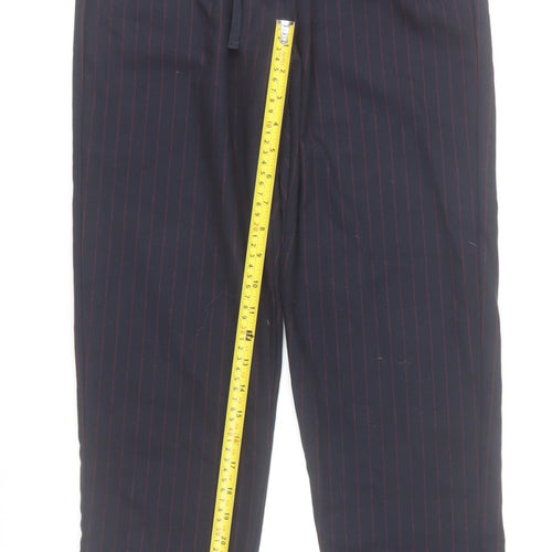 Bershka Girls Black Pinstripe Chino Trousers Size L Elastic Waist
