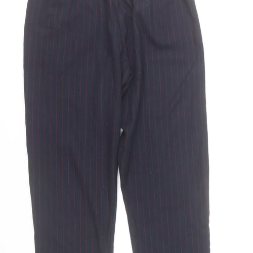 Bershka Girls Black Pinstripe Chino Trousers Size L Elastic Waist