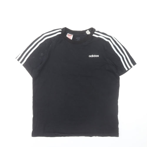 Adidas Boys Black 164 Regular Fit Crew Neck Short Sleeve T-Shirt