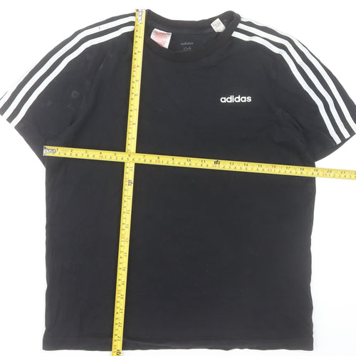 Adidas Boys Black 164 Regular Fit Crew Neck Short Sleeve T-Shirt