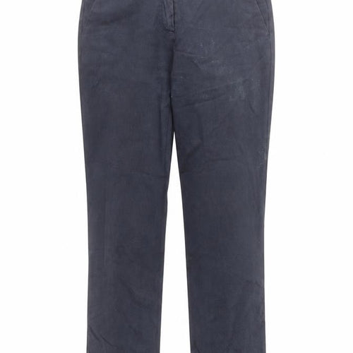 MaxMara Weekend Women Blue Chino Trousers Size 12 Cotton Blend Regular Fit