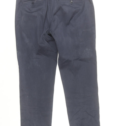 MaxMara Weekend Women Blue Chino Trousers Size 12 Cotton Blend Regular Fit